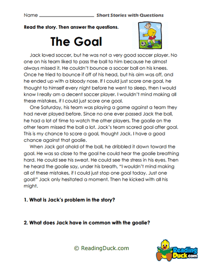 Soccer Struggles Worksheet