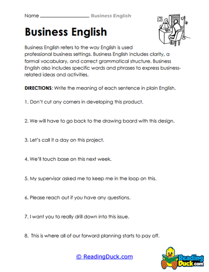 Plain English Practice Worksheet