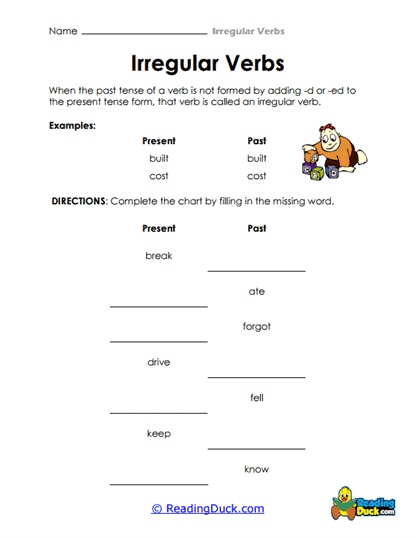 Verb Builders Worksheet