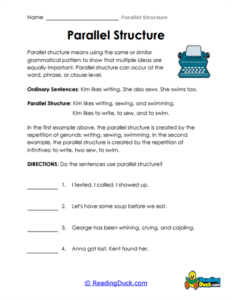 Parallel Structure Worksheets | Reading Duck.com