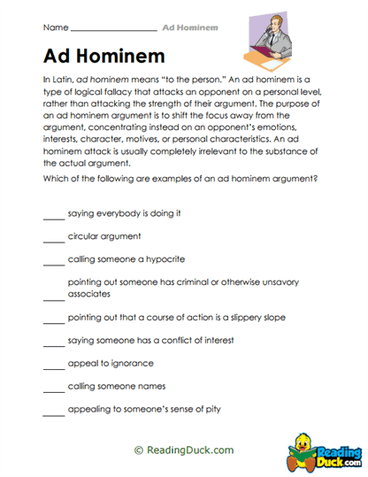 Personality Punches Worksheet