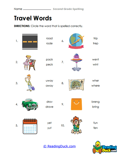 Travel Vocabulary Worksheet