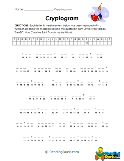 Secret Message Worksheet