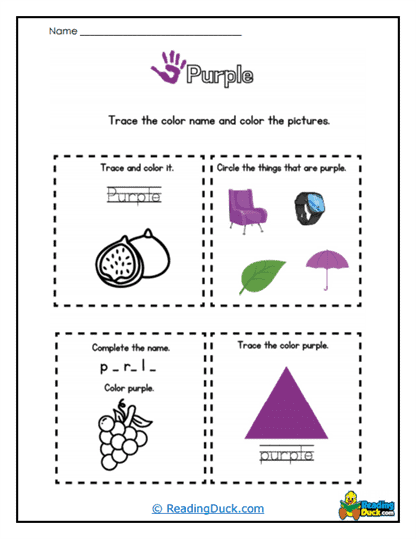 Purple Puzzles Worksheet