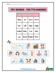 7th 100 Fry Sight Words Worksheets| Reading Duck.com