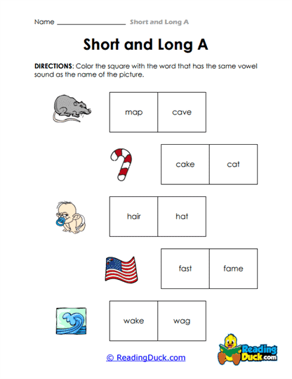 Vowel Match Worksheet