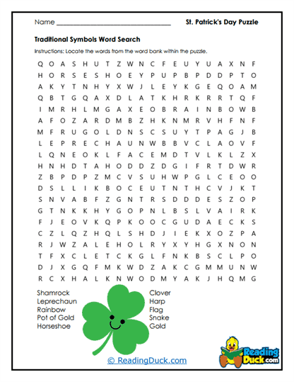 Lucky Symbols Worksheet