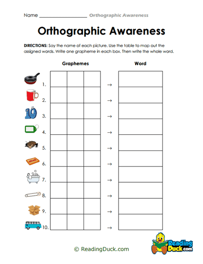 Orthographic Awareness Worksheets