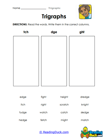 Trigraph Sorting Worksheet