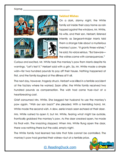 The Monkey's Paw Worksheets