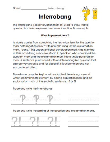 Interrobang Worksheets