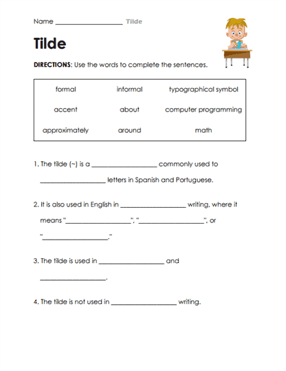 Tilde Trivia Worksheet
