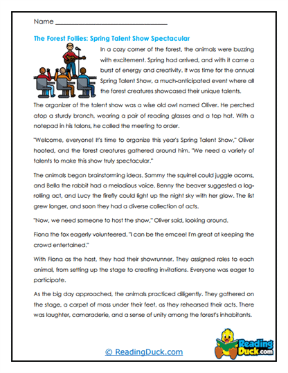 Talent Show Fun Worksheet