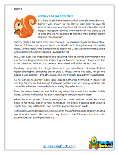 Sammy’s Acorn Hunt Worksheet