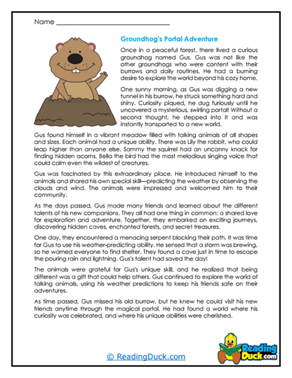 Portal to Adventure Worksheet