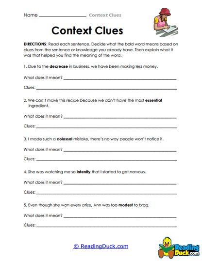 Clue Hunter Worksheet
