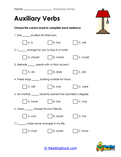 Verb Selector Worksheet