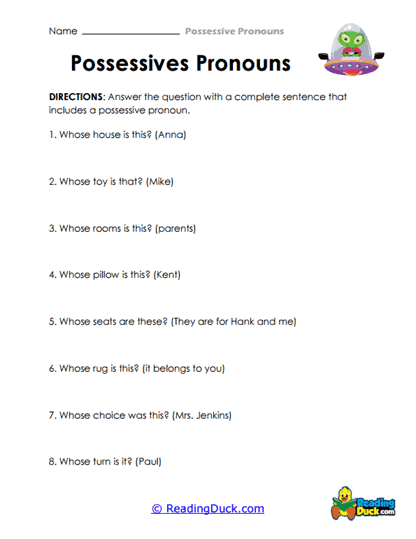 Whose Belongings Worksheet