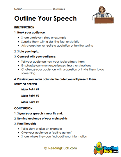 Speech Planner Worksheet