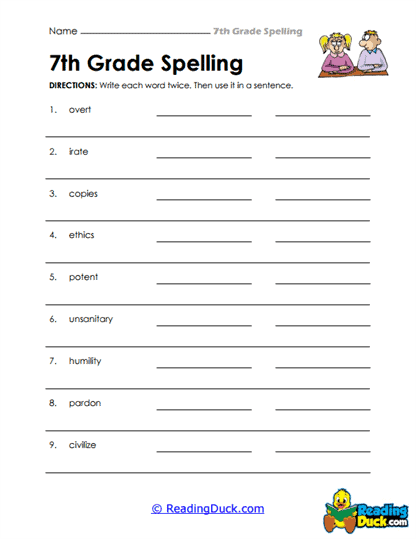 Sentence Spelling Worksheet