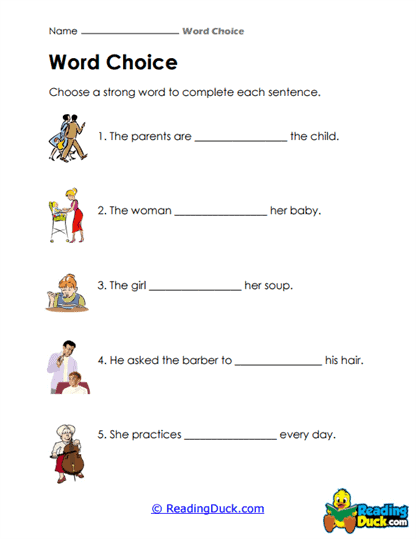 Strong Verbs Worksheet