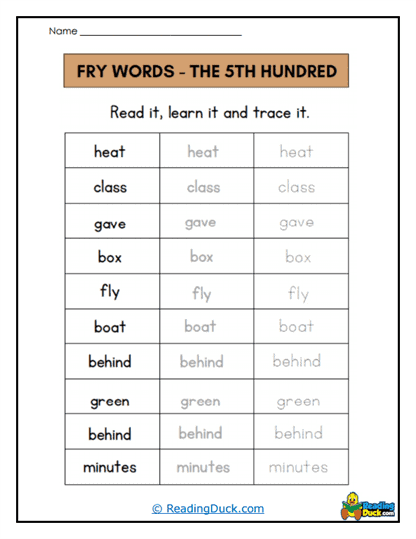 Trace Master Worksheet