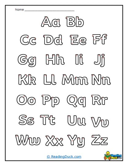 Outlined Alphabet Worksheet