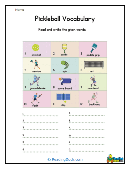 Vocabulary Grid Worksheet