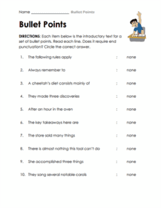 Punctuation Worksheets Bullets Bullet Point Worksheets | Punctuation Collection | Reading Duck.com