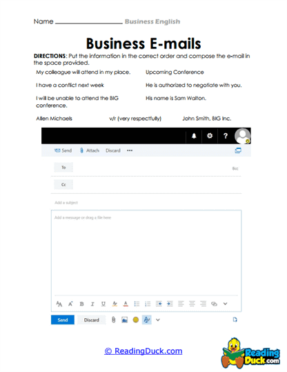 Email Composition Worksheet