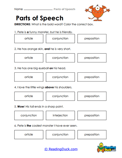 Monster Match Worksheet