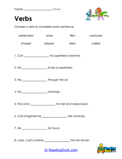 Verb Chooser Worksheet