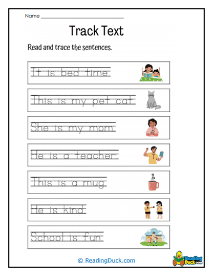 Sentence Tracing Worksheet