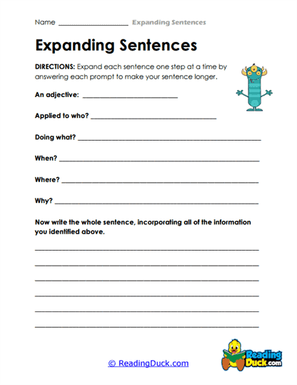 Step-by-Step Sentences Worksheet