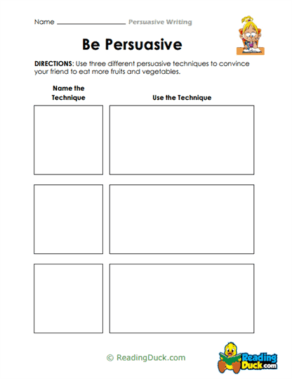 Veggie Convincer Worksheet