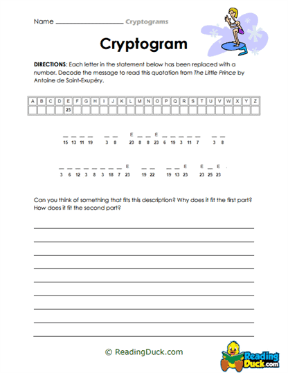 Secret Quote Worksheet