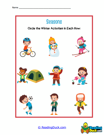 Winter Fun Worksheet