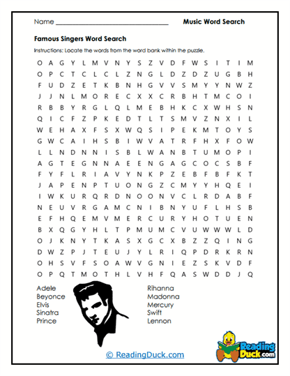 Singers Spotlight Worksheet