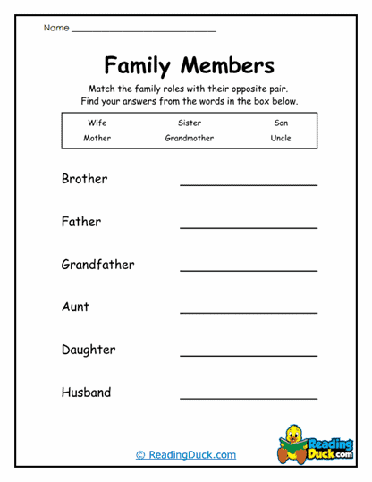 Opposite Roles Worksheet