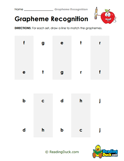 Grapheme Recognition Worksheets