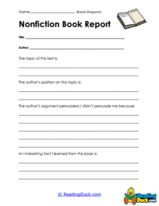 Book Report Worksheets | Reading Skills | Reading Duck.com