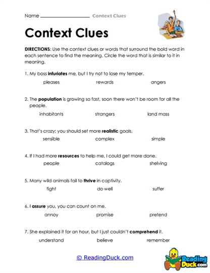 Word Match-Up Worksheet