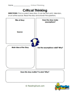 Critical Thinking Skills Worksheets | Reading Duck.com