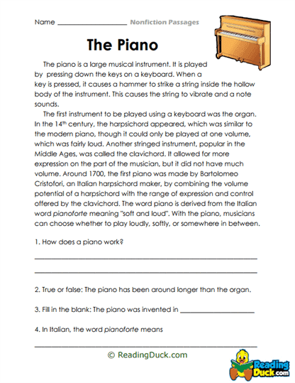 Piano Power Worksheet