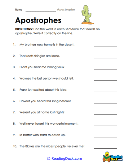 Punctuation Patrol Worksheet