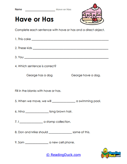 Direct Object Details Worksheet