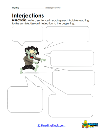 Zombie Reactions Worksheet