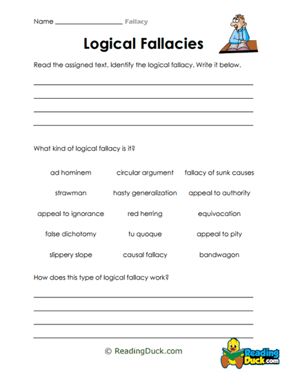 Fallacy Identifier Worksheet