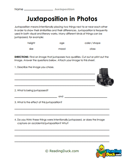 Photo Juxtapositions Worksheet