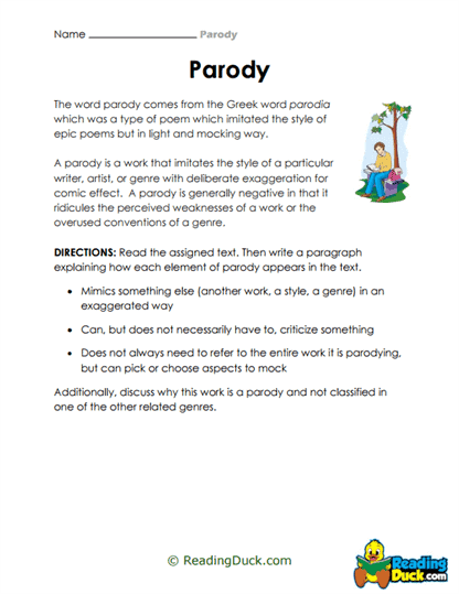 Why It’s Parody Worksheet